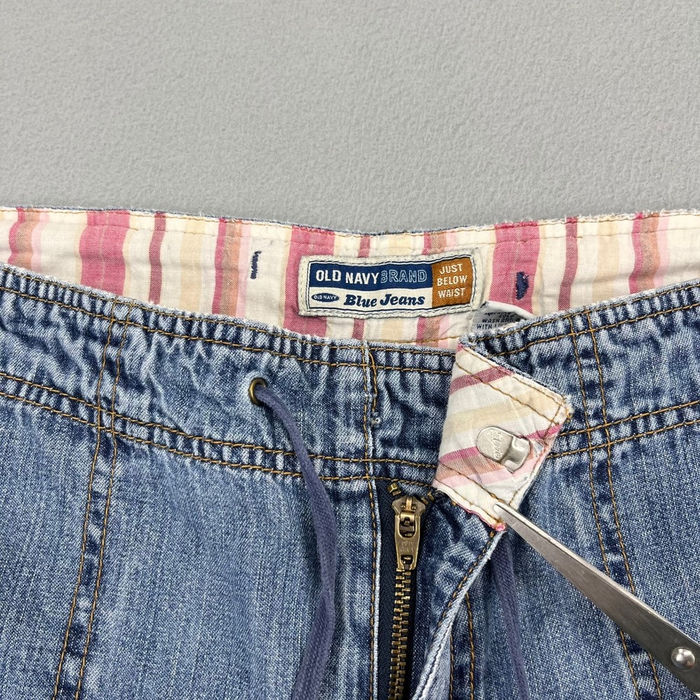 Old Navy Blue Jeans Womens 10 Blue Wide Leg Drawstring Low Rise Denim Pants - Picture 7 of 14